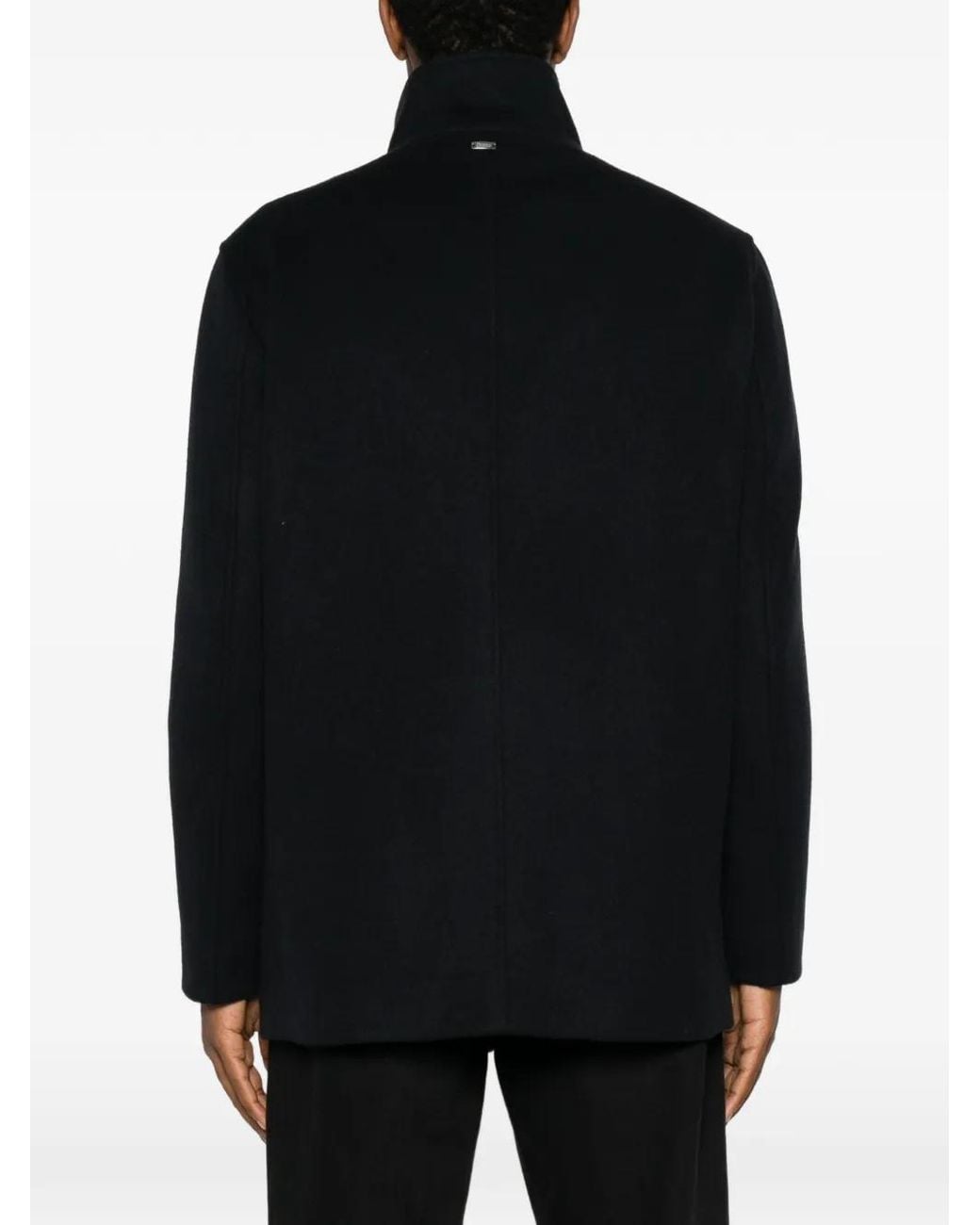 Herno Black Double-Breasted Coat for men