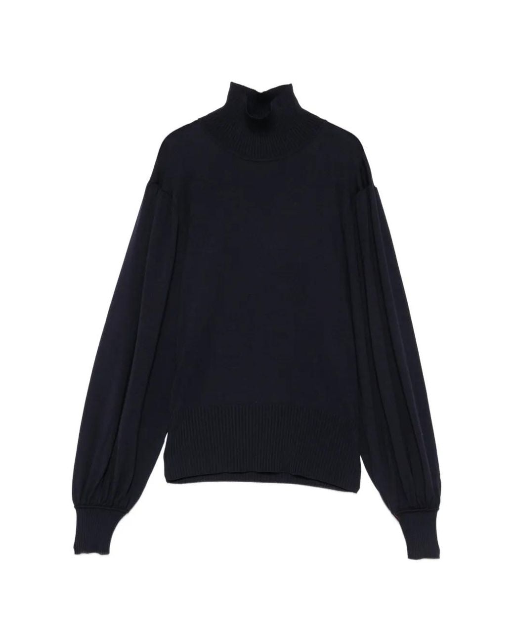 Liviana Conti Blue Pull À Col Montant Et Manches Bouffantes
