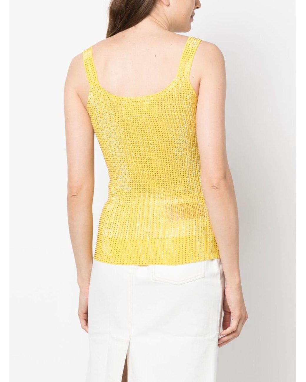 Ermanno Scervino Crystal-embellished Sleeveless Top in Yellow | Lyst UK