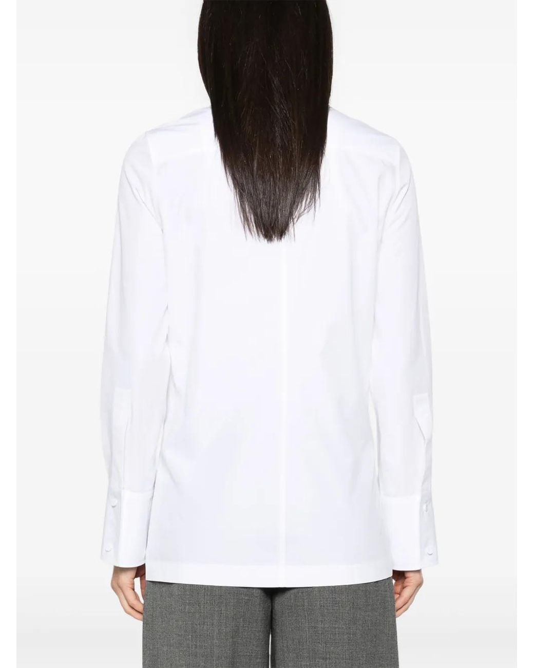 Jil Sander White Ruffle-Trim Shirt