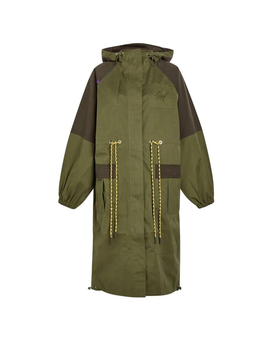 Damson Madder Green Logan Colour-Block Hooded Coat