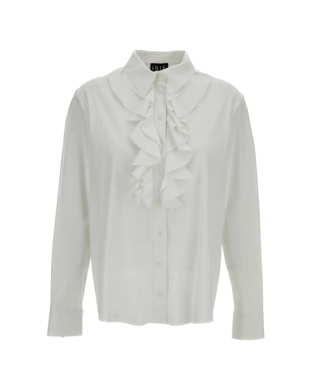 Irie White Ruffled-Trim Long-Sleeve Shirt
