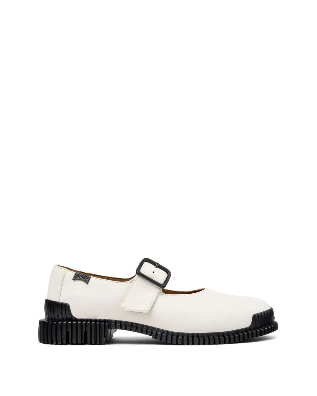 Camper White Pix Buckled Ballet Flats