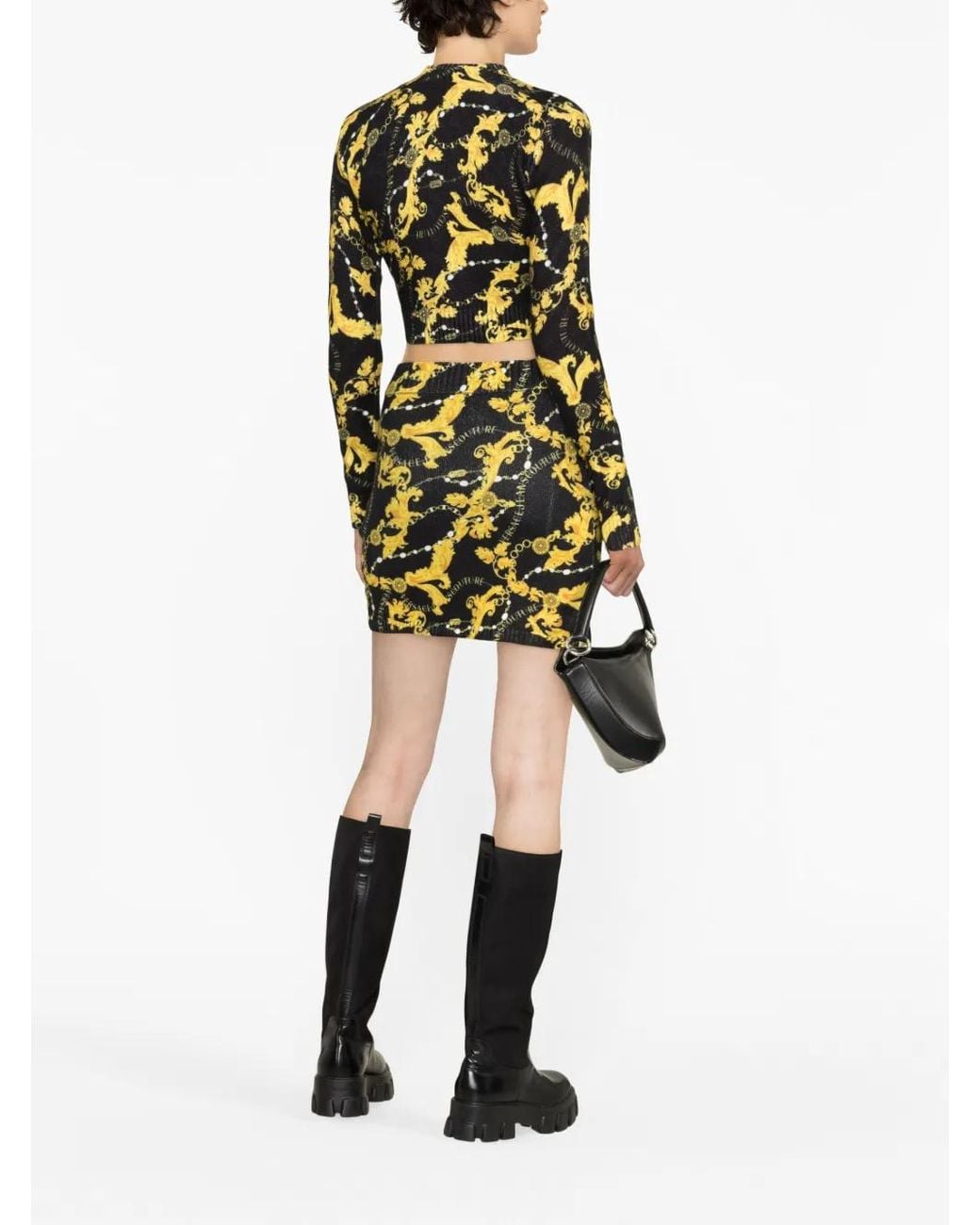 Versace Jeans Couture Black Chain Couture-Print Cropped Jumper