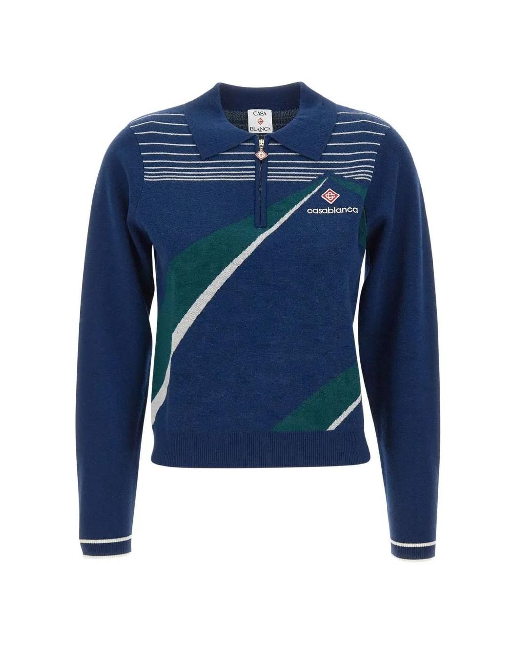 Casablanca Blue "Pyramid Jacquard" Polo Shirt