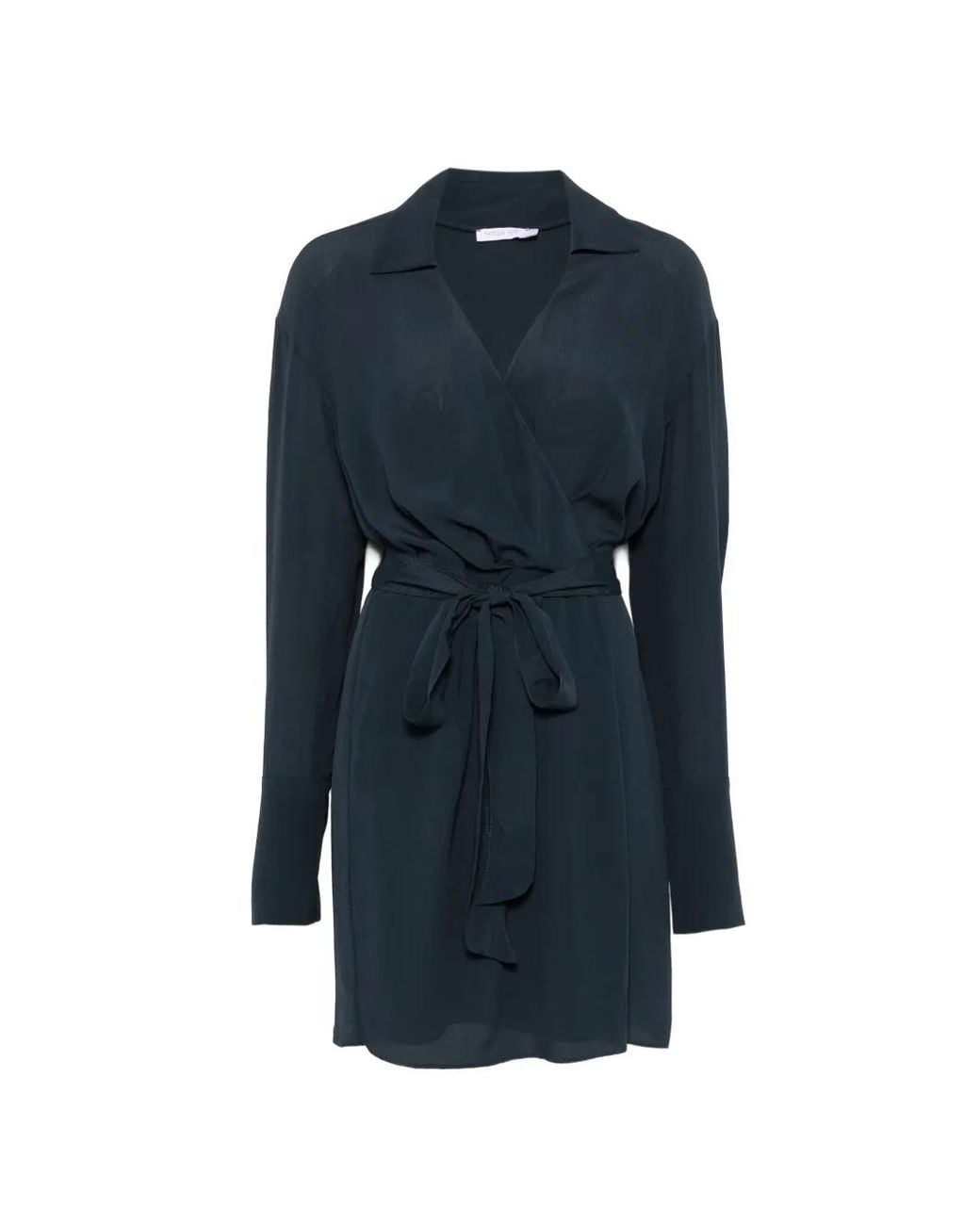 Patrizia Pepe Blue Tie-Waist Wrap Dress