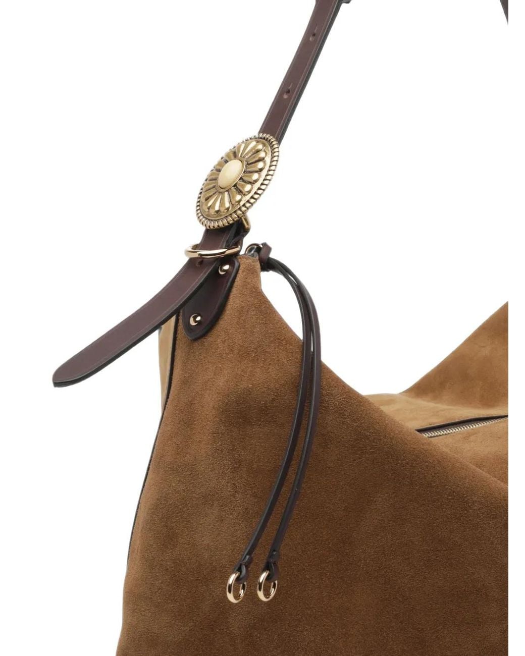 Etro Brown Grand Sac Porté Épaule Rosette En Daim