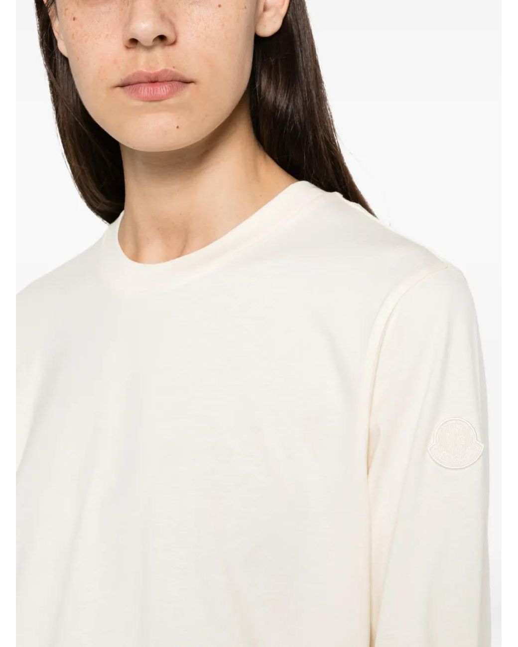 Moncler White Embroidered Long-Sleeve T-Shirt