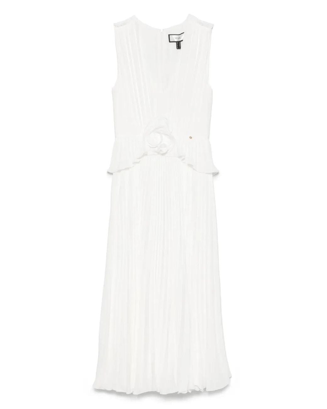 Nissa White Floral-Appliqué Gown