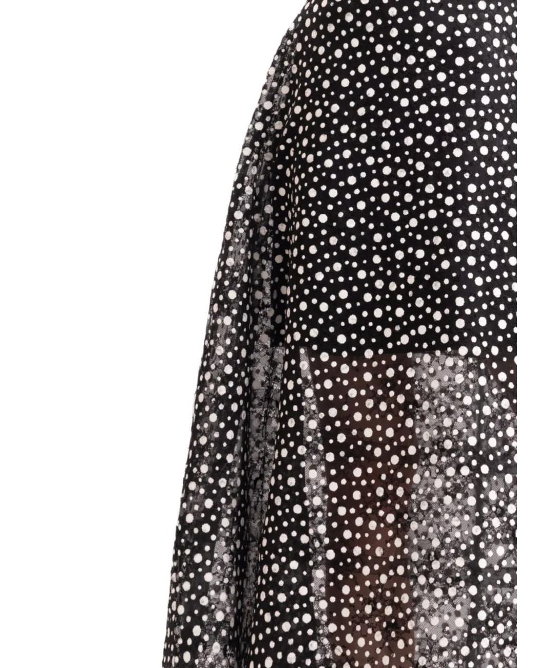 Gemy Maalouf White Polka Dot Midi Skirt