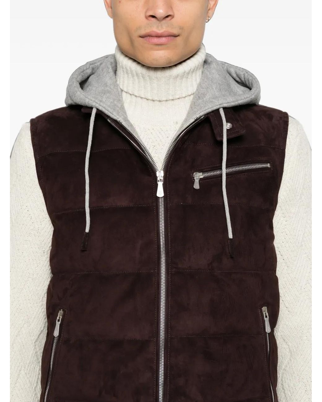 Eleventy Purple Quilted Hooded Gilet for men