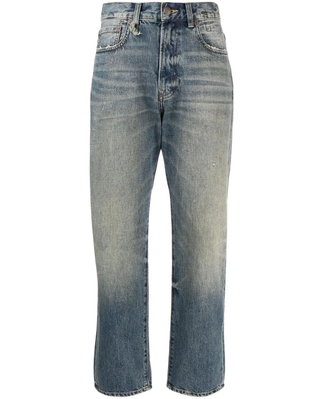 R13 Blue Cropped Wide-Leg Jeans