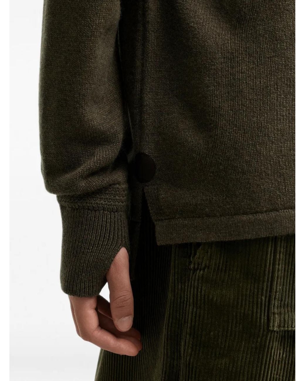 Barbour Green Ribbed Roll-Neck Sweater for men
