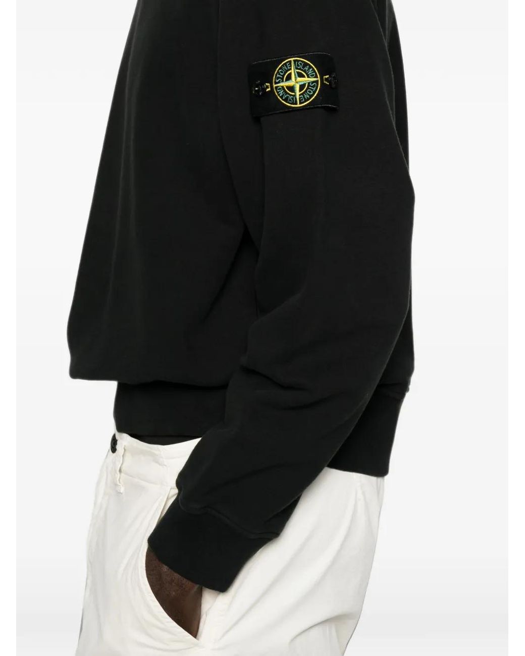 Stone Island Black 6100022 Brushed Organic Cotton Fleece Sweatshirt for men