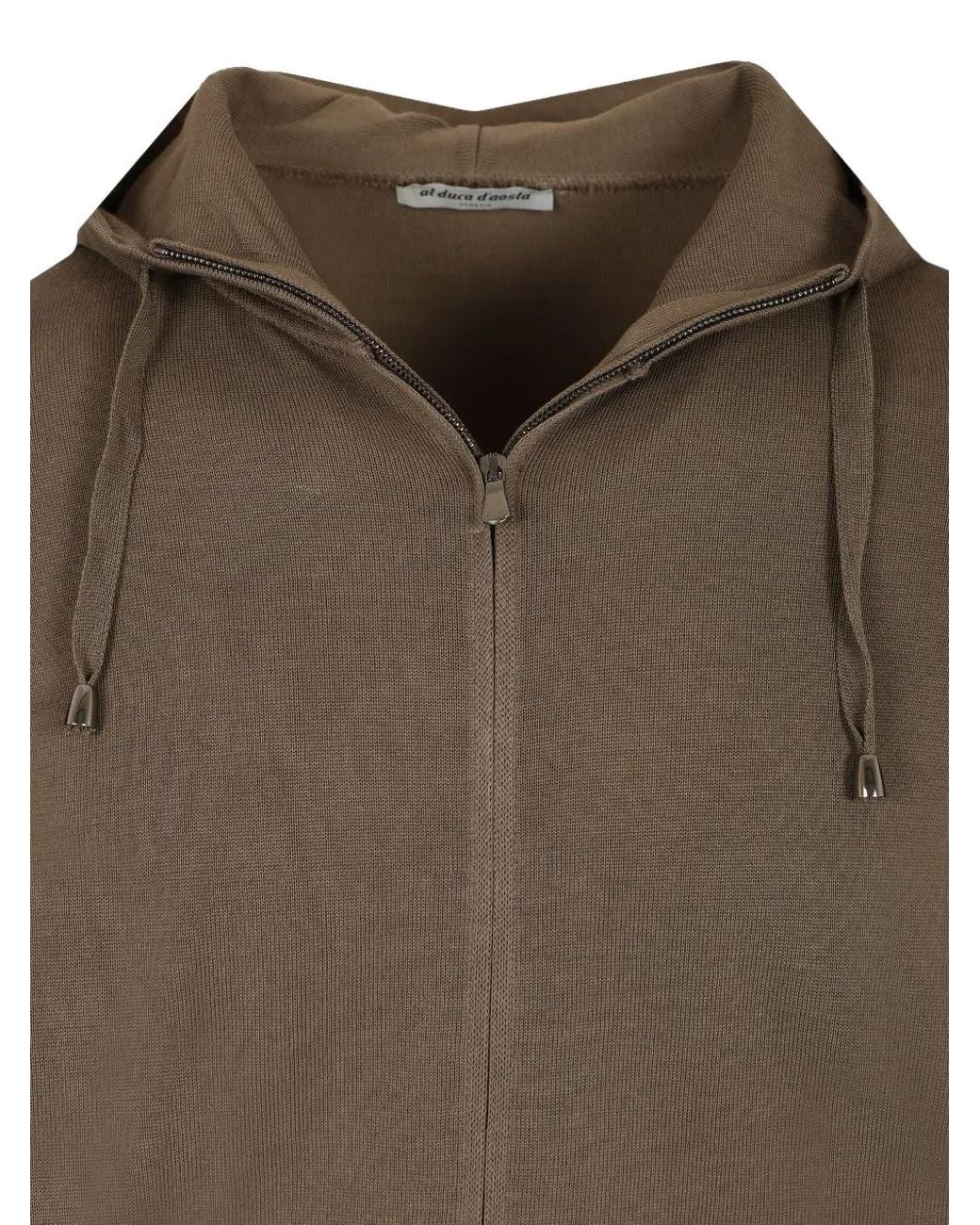 Al Duca D'aosta Brown Zip-Up Drawstring Hoodie for men