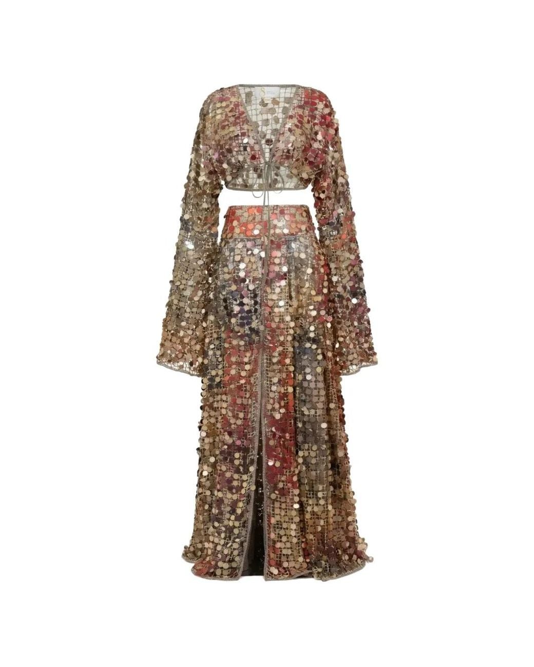 SANA OSMANI Natural Katrina Sequin Skirt Set