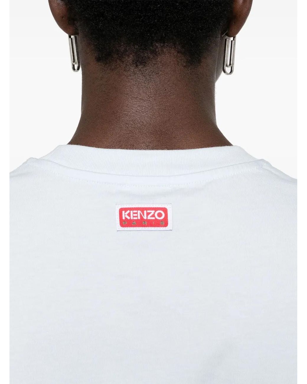 KENZO White Embroidered-Logo Cotton T-Shirt