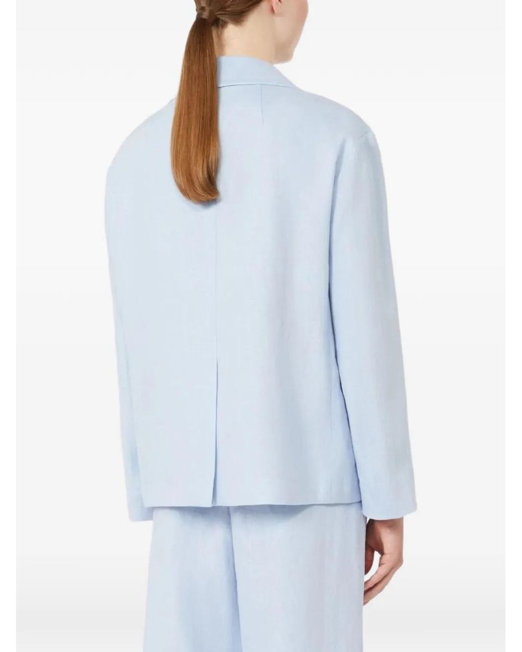 Max Mara Blue Linen Double-Breasted Jacket