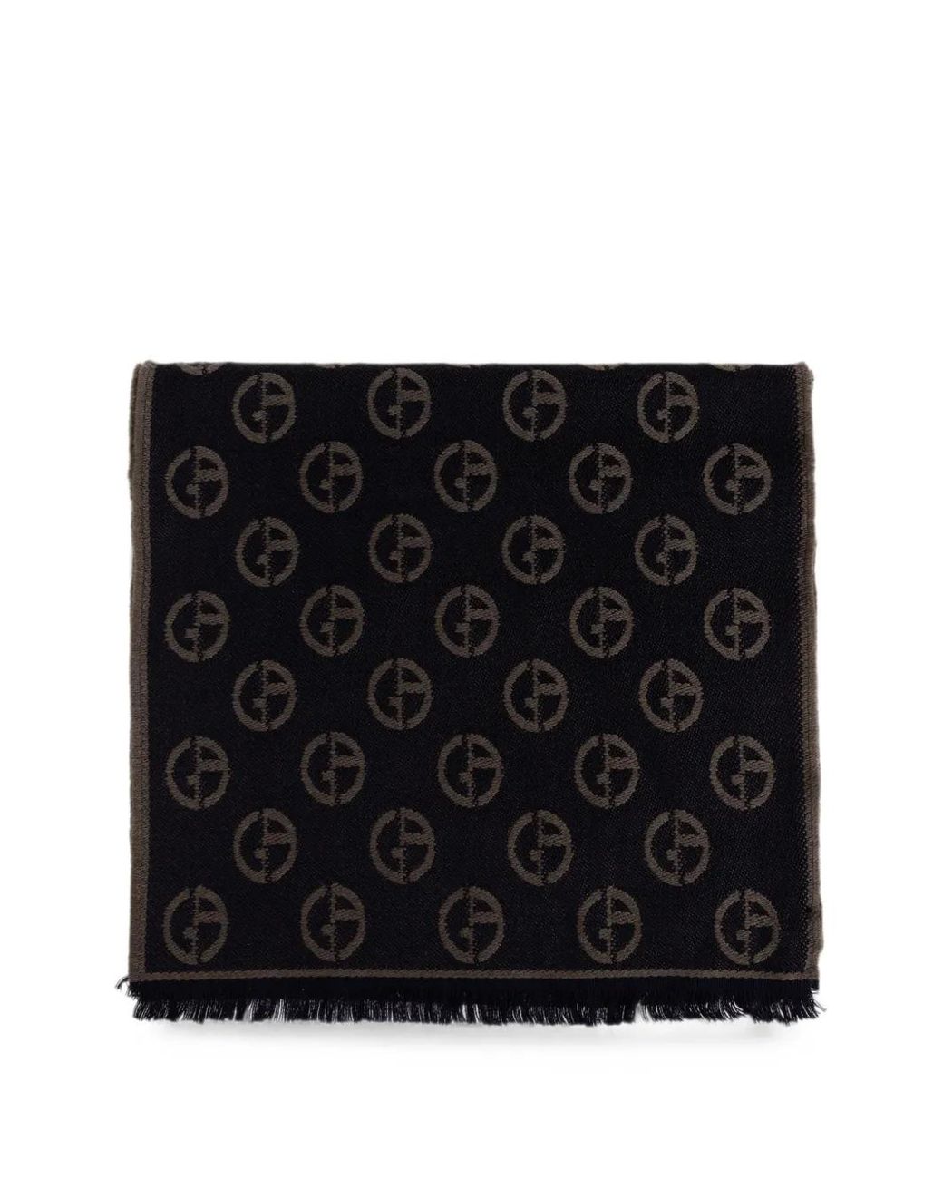 Giorgio Armani Fransenschal Mit Monogrammmuster in Black für Herren