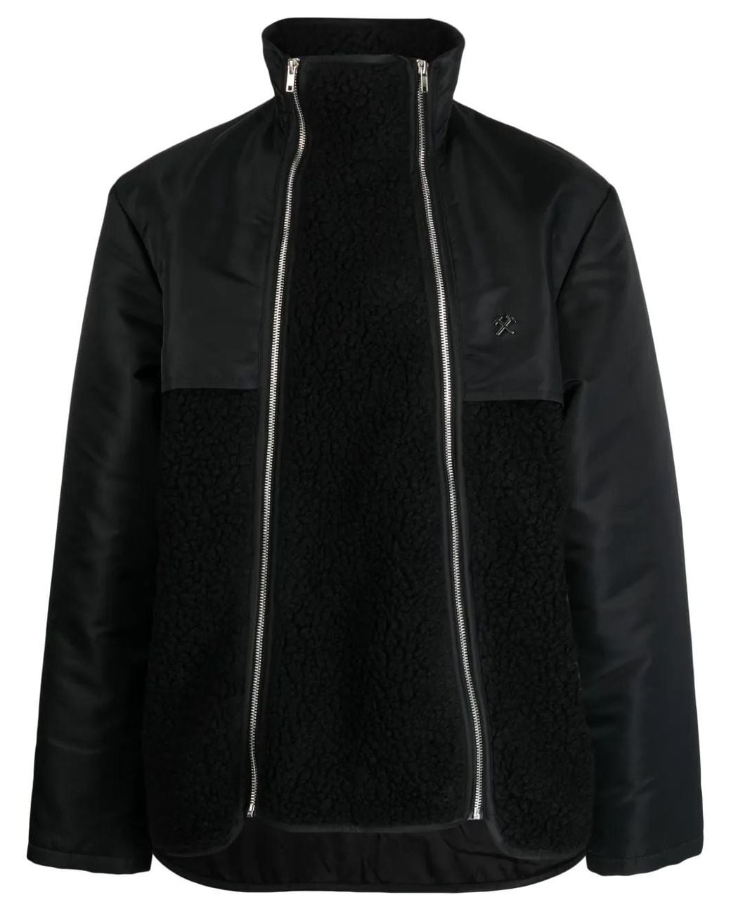 GmbH Black Jahan Logo-Plaque Funnel-Neck Jacket for men