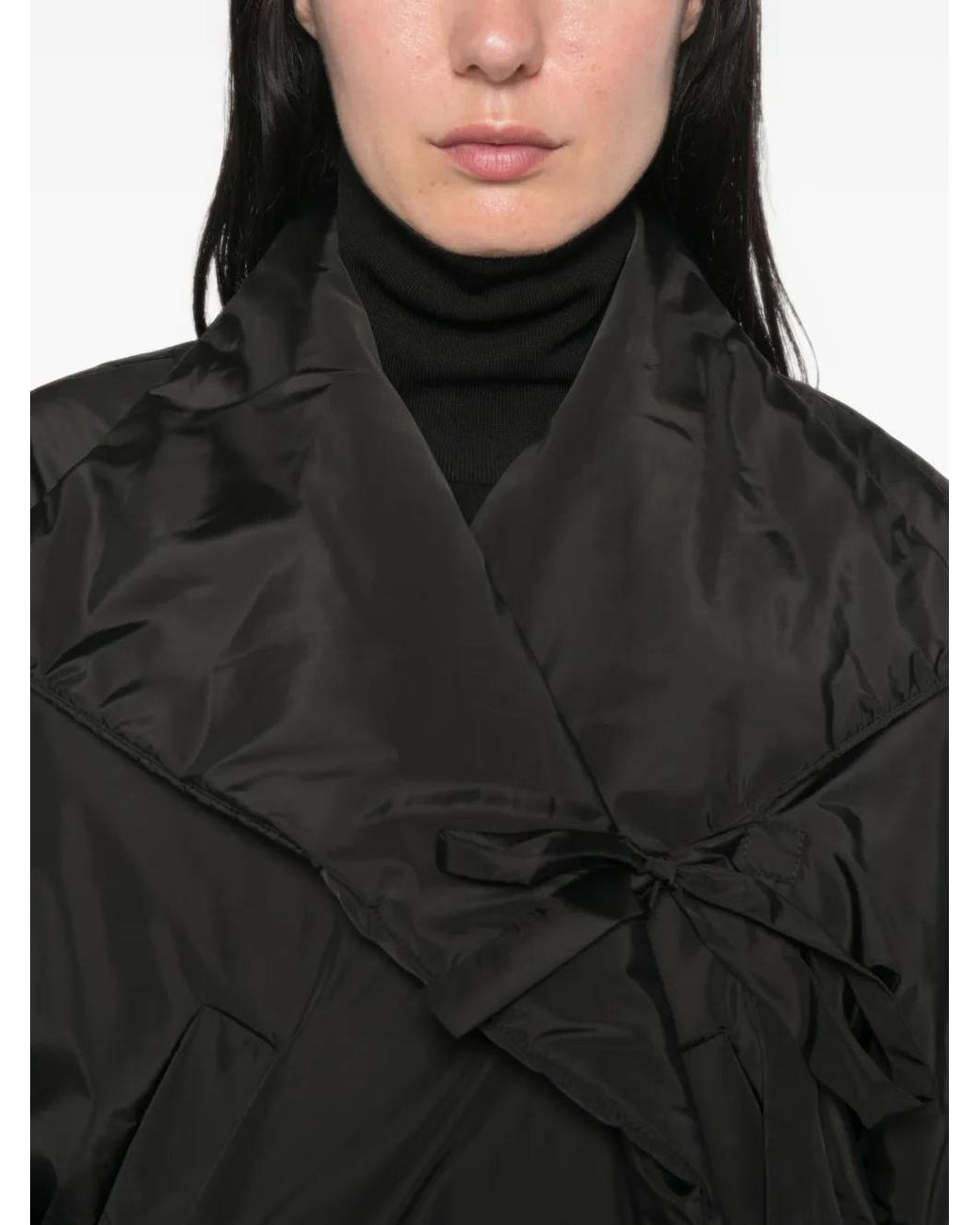 Lutz Huelle Black Bow-Detail Cropped Jacket