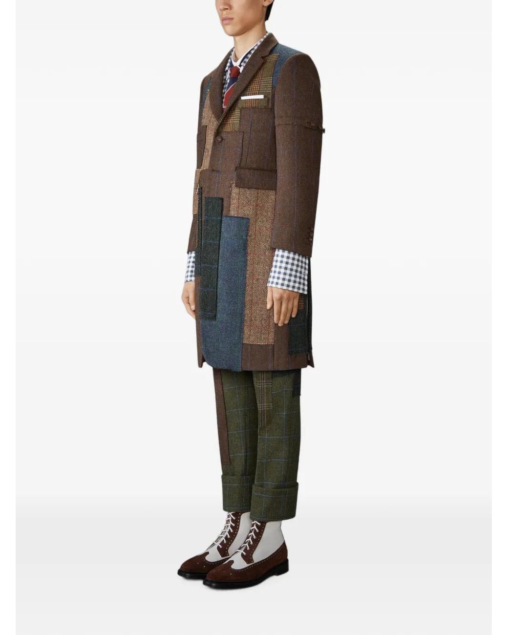 Thom Browne Hunting Tweed-Sportmantel Im Patchwork-Look Mit Armbinden in Brown für Herren
