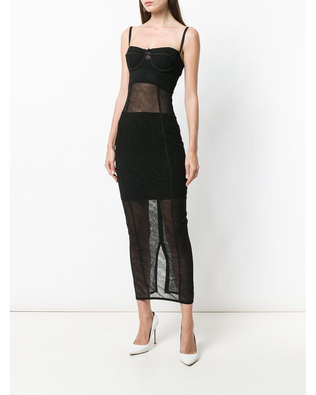 Dolce & Gabbana Sheer Mesh Dress in Black | Lyst