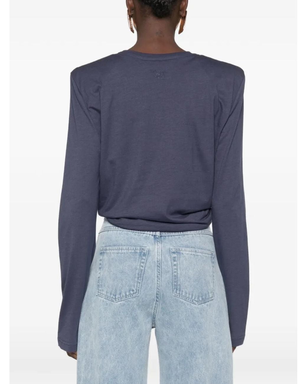 Magda Butrym Blue T-Shirt Noué À Épaules Matelassées