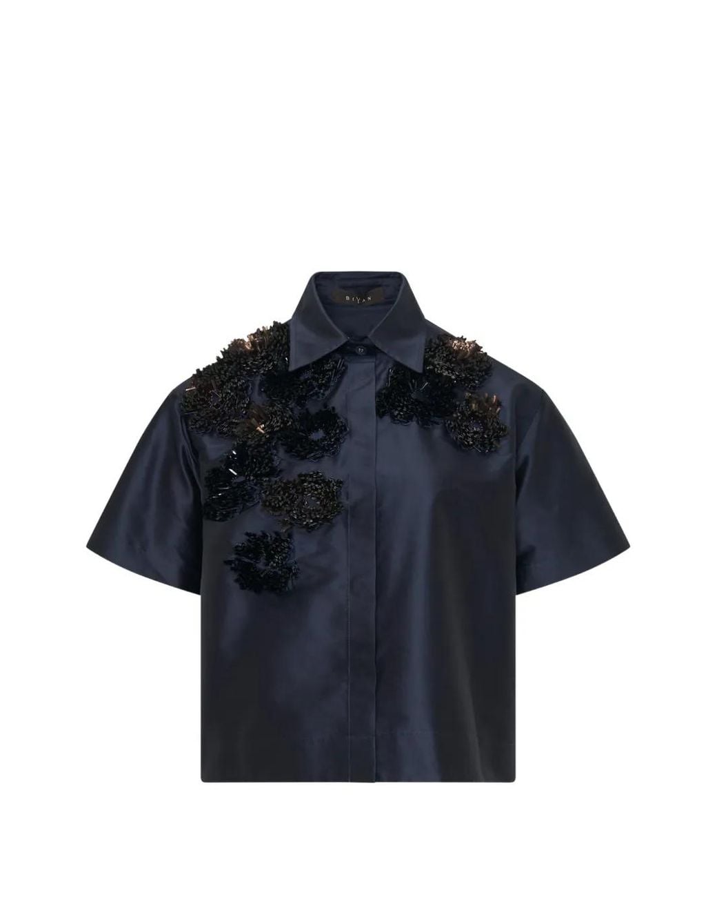 Biyan Blue Embellished Taffeta Shirt
