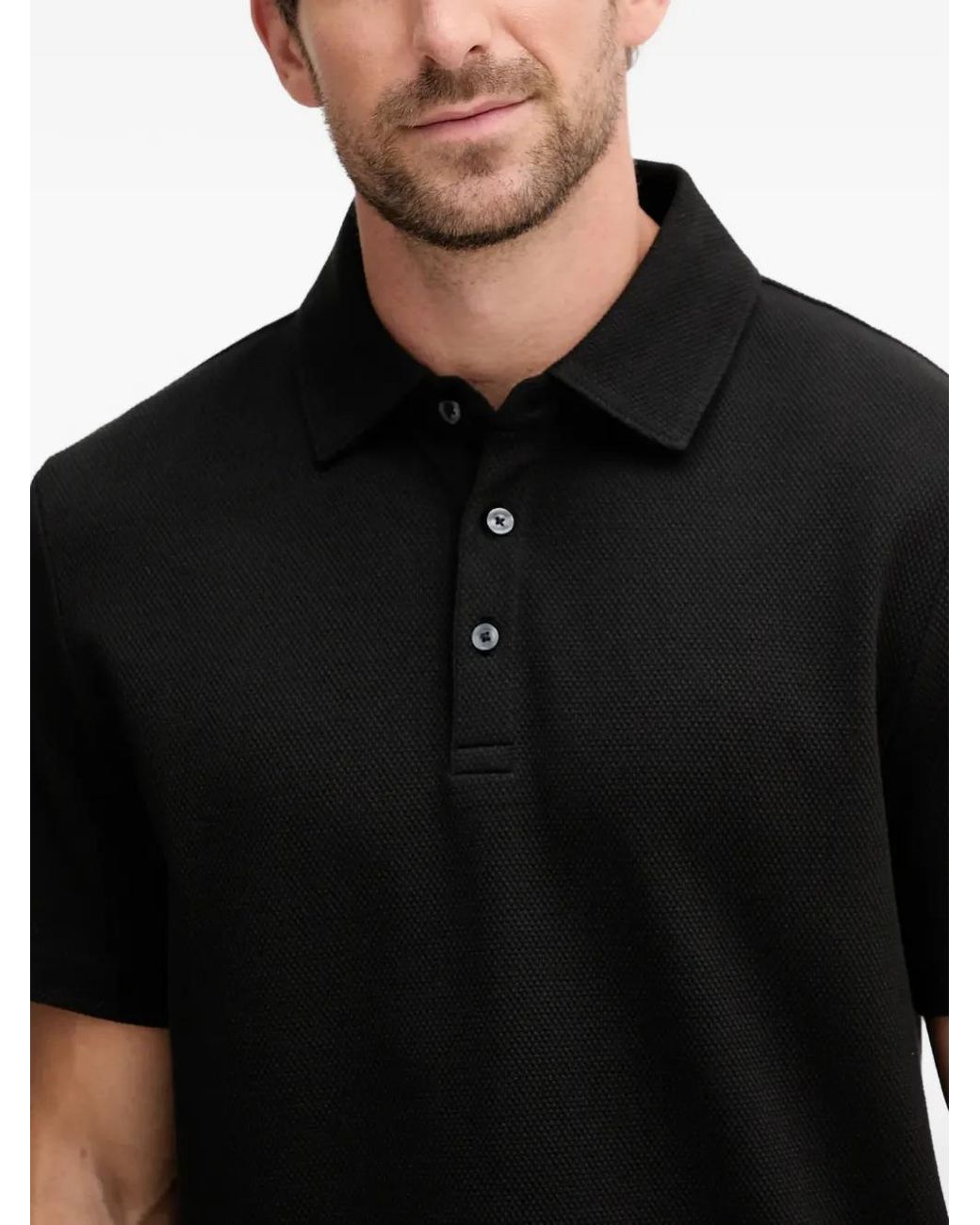 Michael Kors Black Buttoned Polo Shirt for men