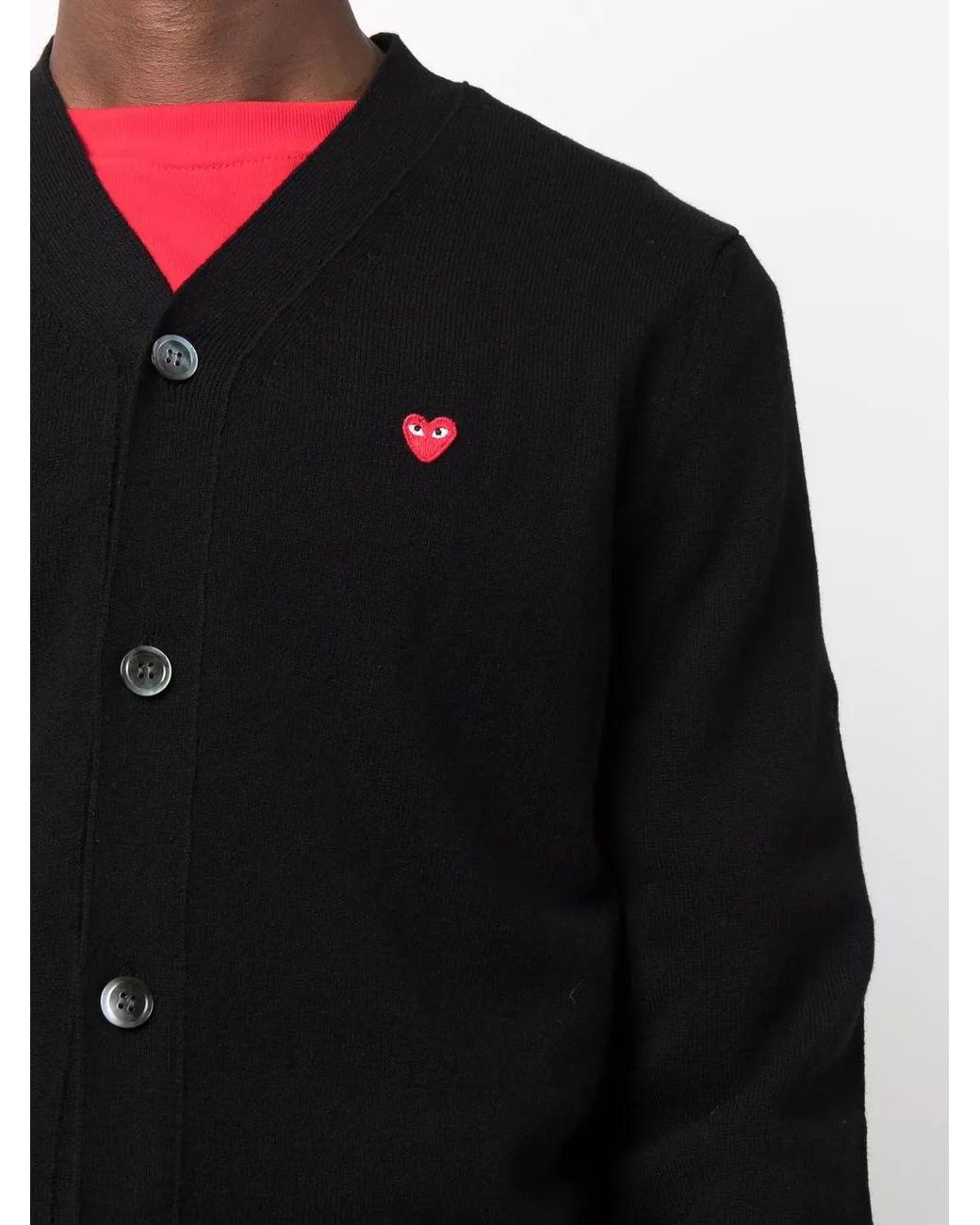 COMME DES GARÇONS PLAY Black Heart-motif Wool Cardigan for men