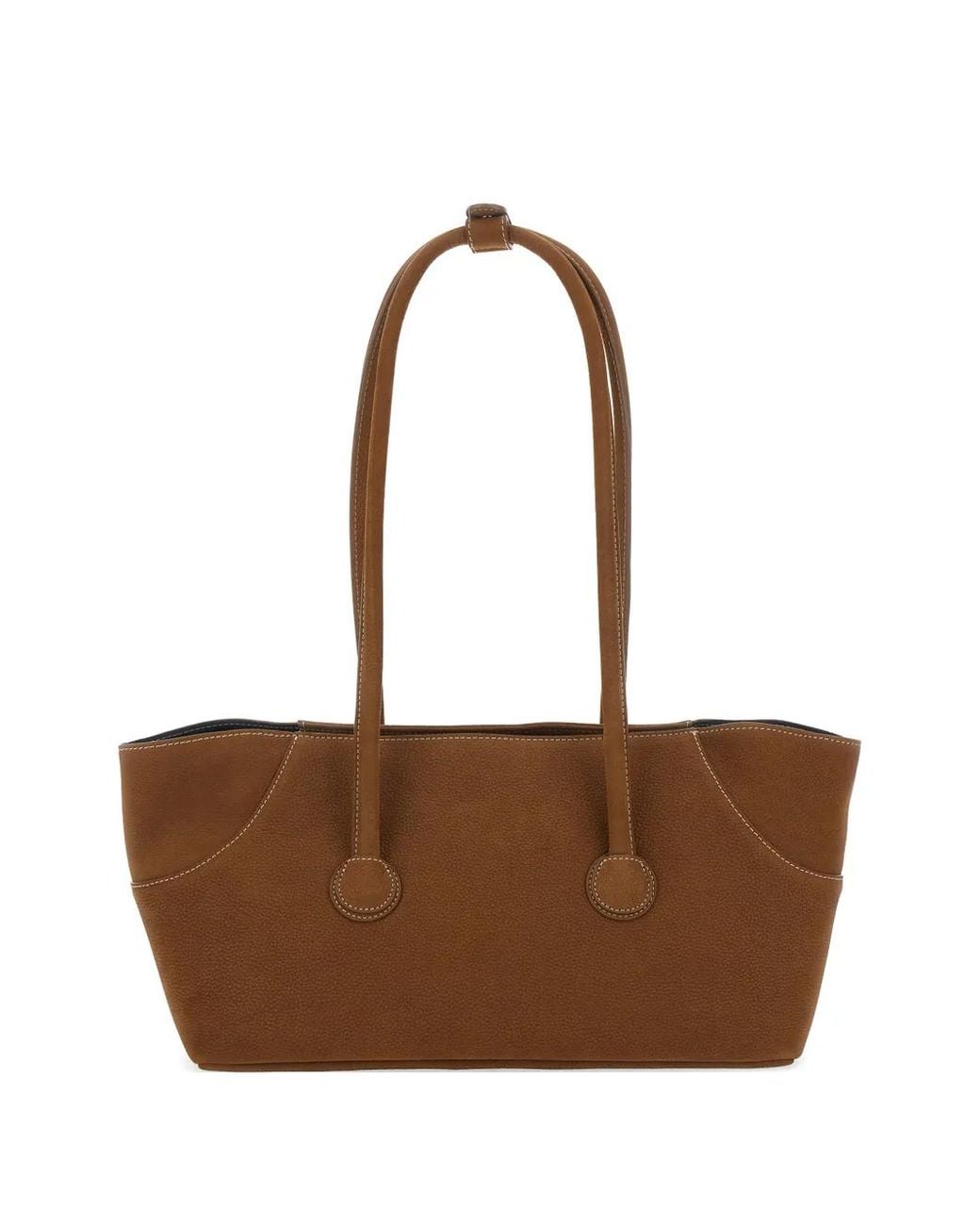 MARGE SHERWOOD Brown Topstitch Leather Shoulder Bag