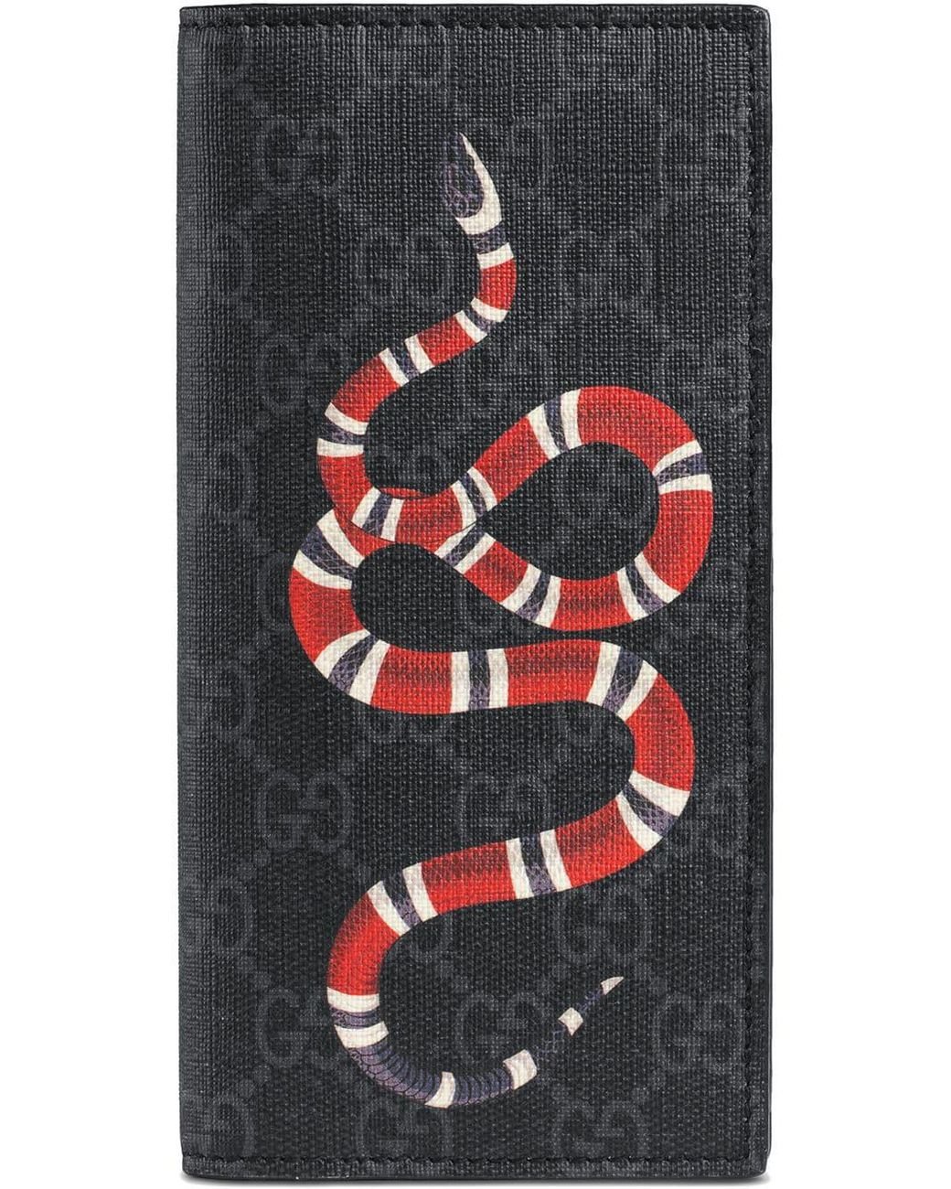 Cartera GG Supreme larga con de serpiente real Gucci de hombre de color Negro