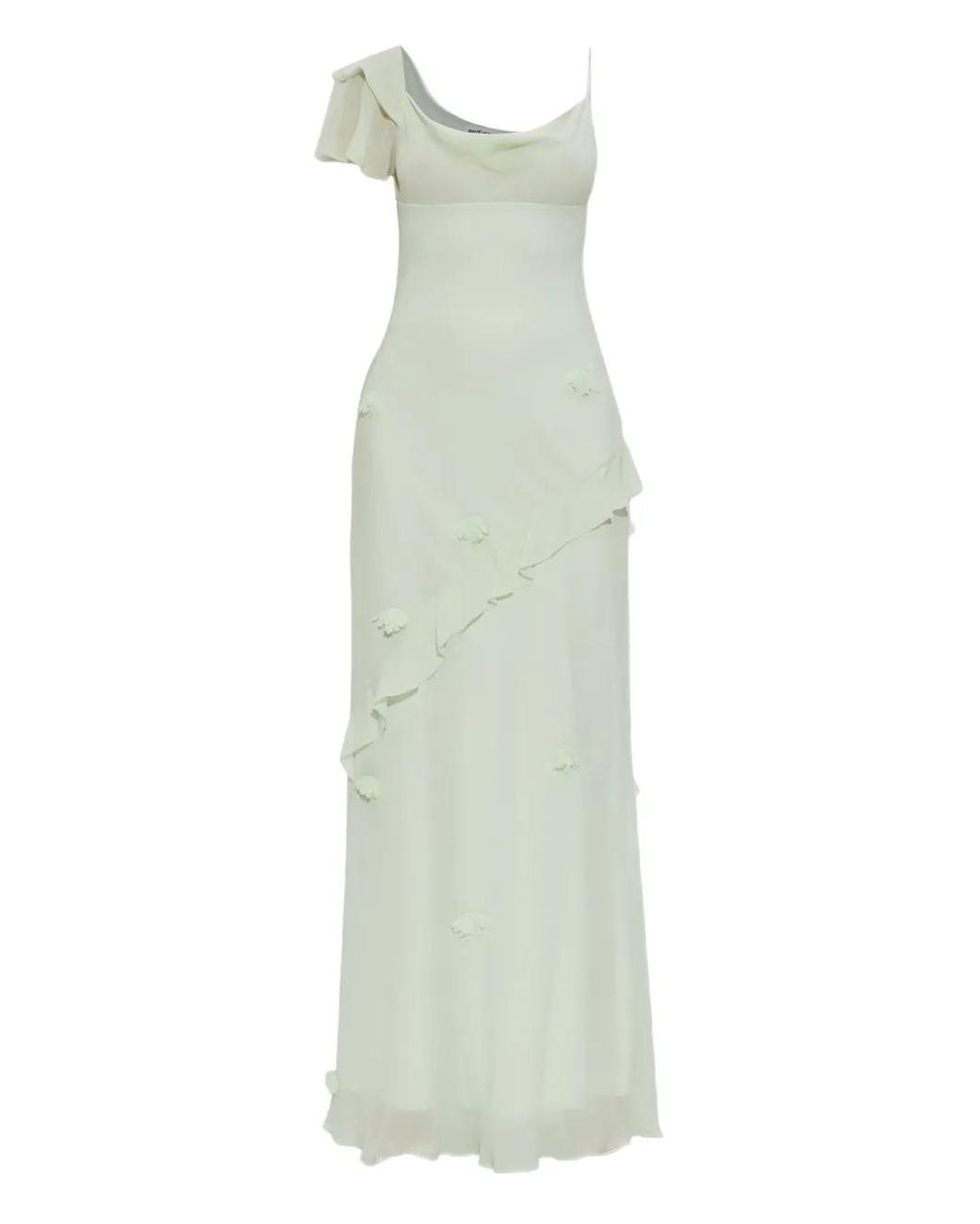 Self-Portrait Green Floral-Appliqué Georgette Maxi Dress