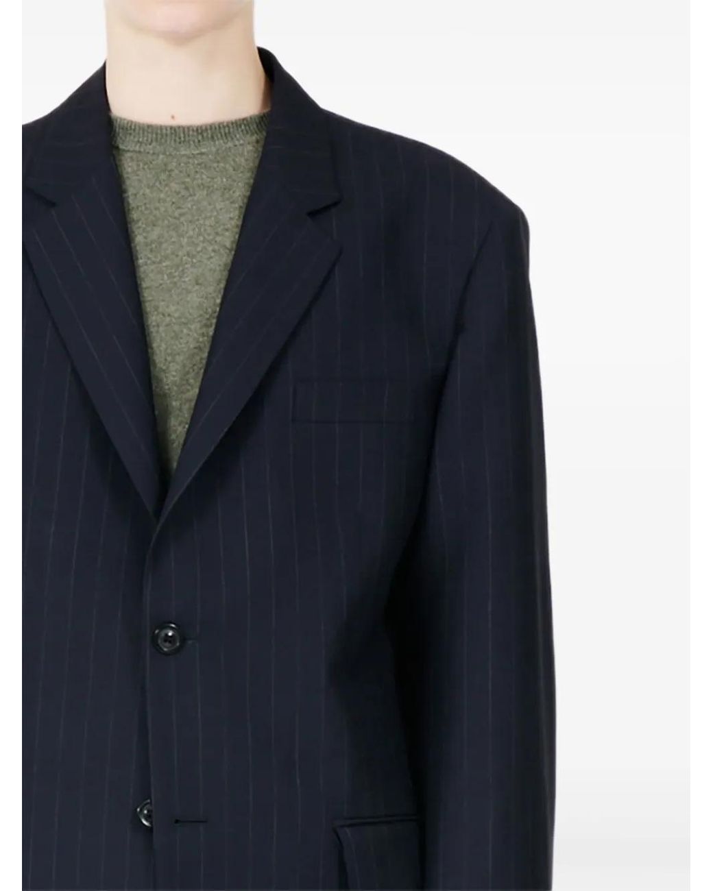 Maison Margiela Blue Pinstripe Single-Breasted Blazer