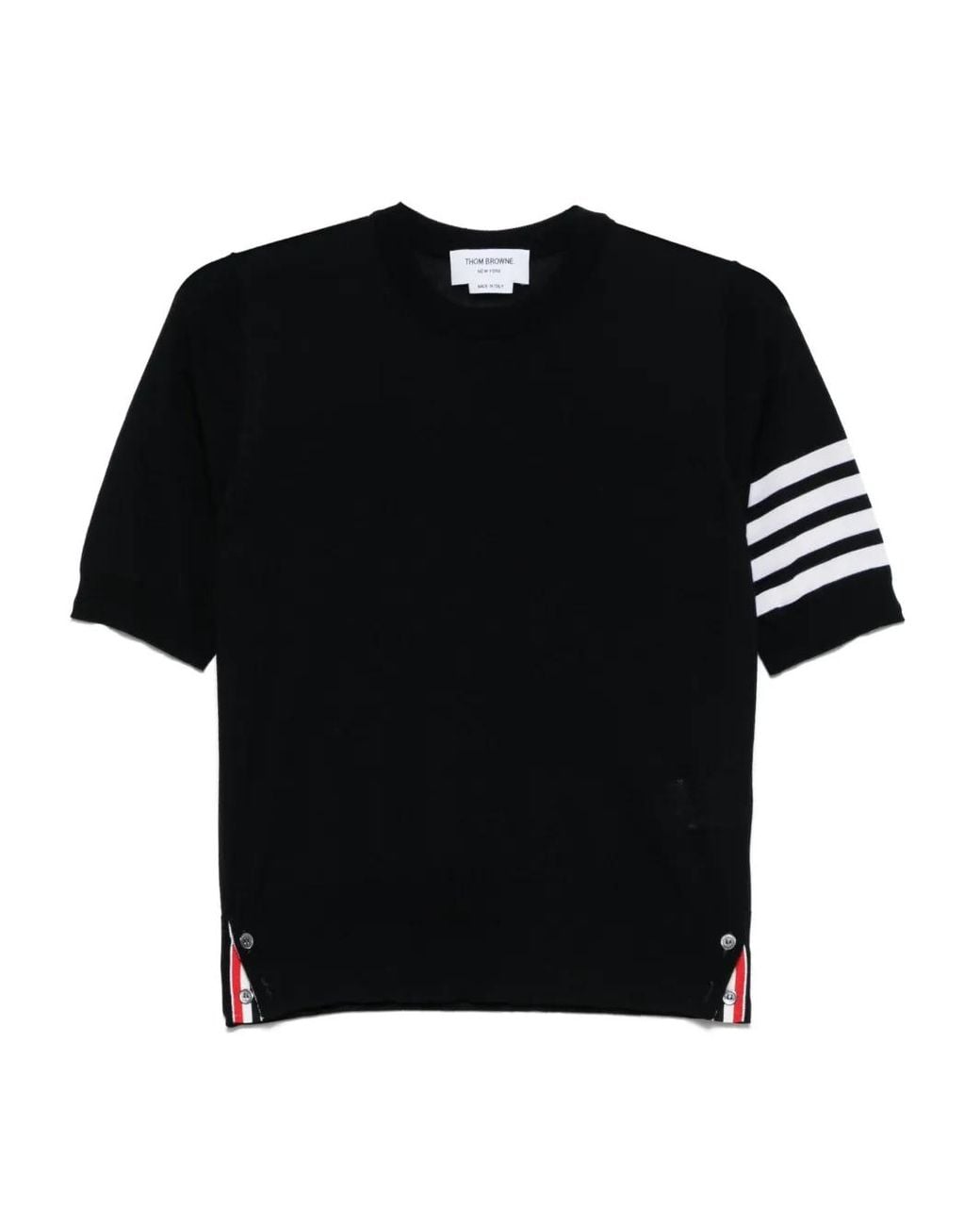 Thom Browne Black 4-Bar' Wool T-Shirt