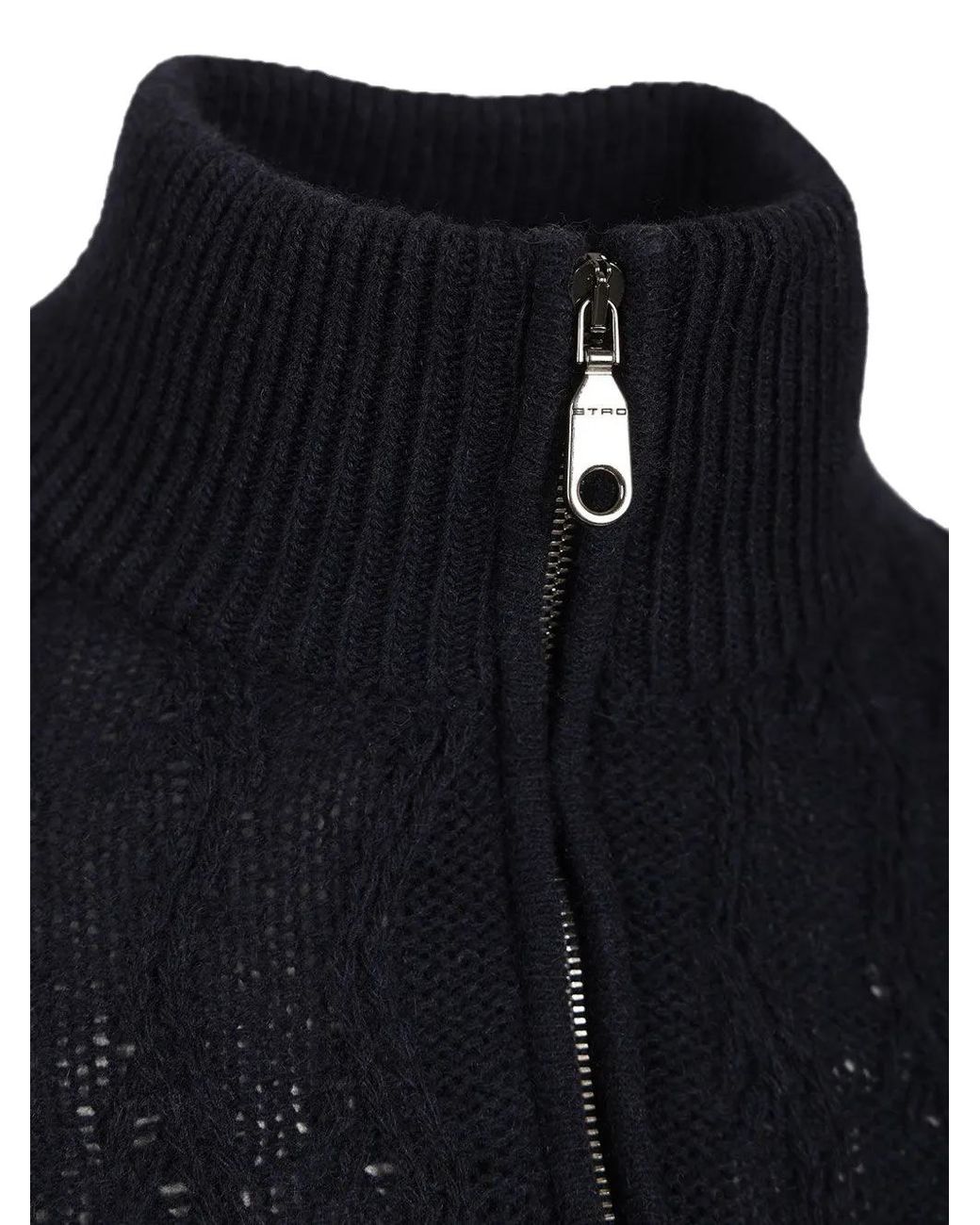Etro Blue Quarter-Zip Cashmere Sweater for men