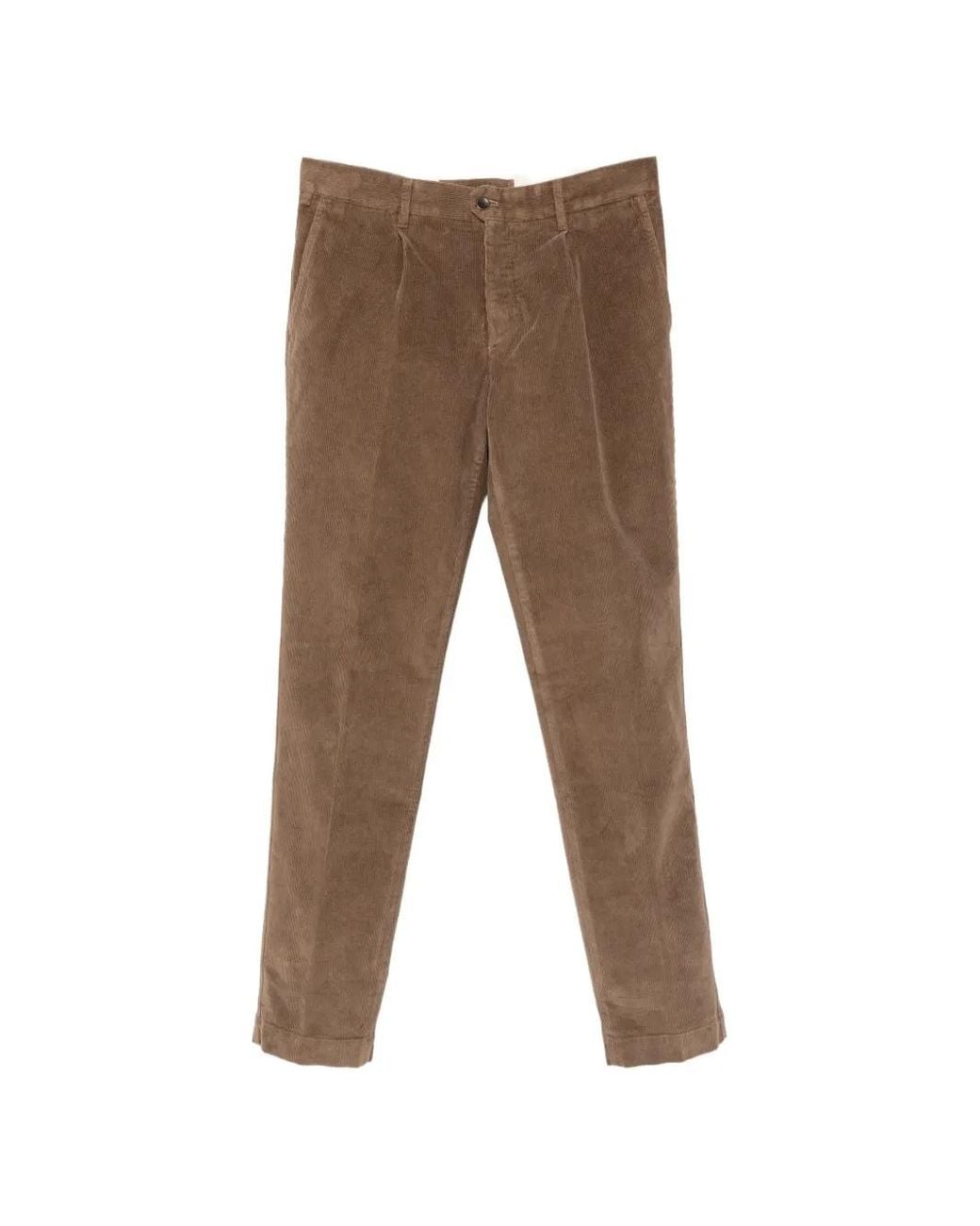 Incotex Gray Pleated Corduroy Trousers for men
