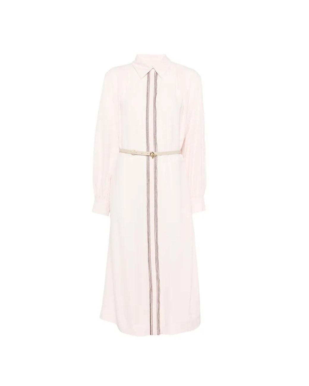 Fabiana Filippi Pink Robe Mi-Longue Ceinturée À Bords Contrastants