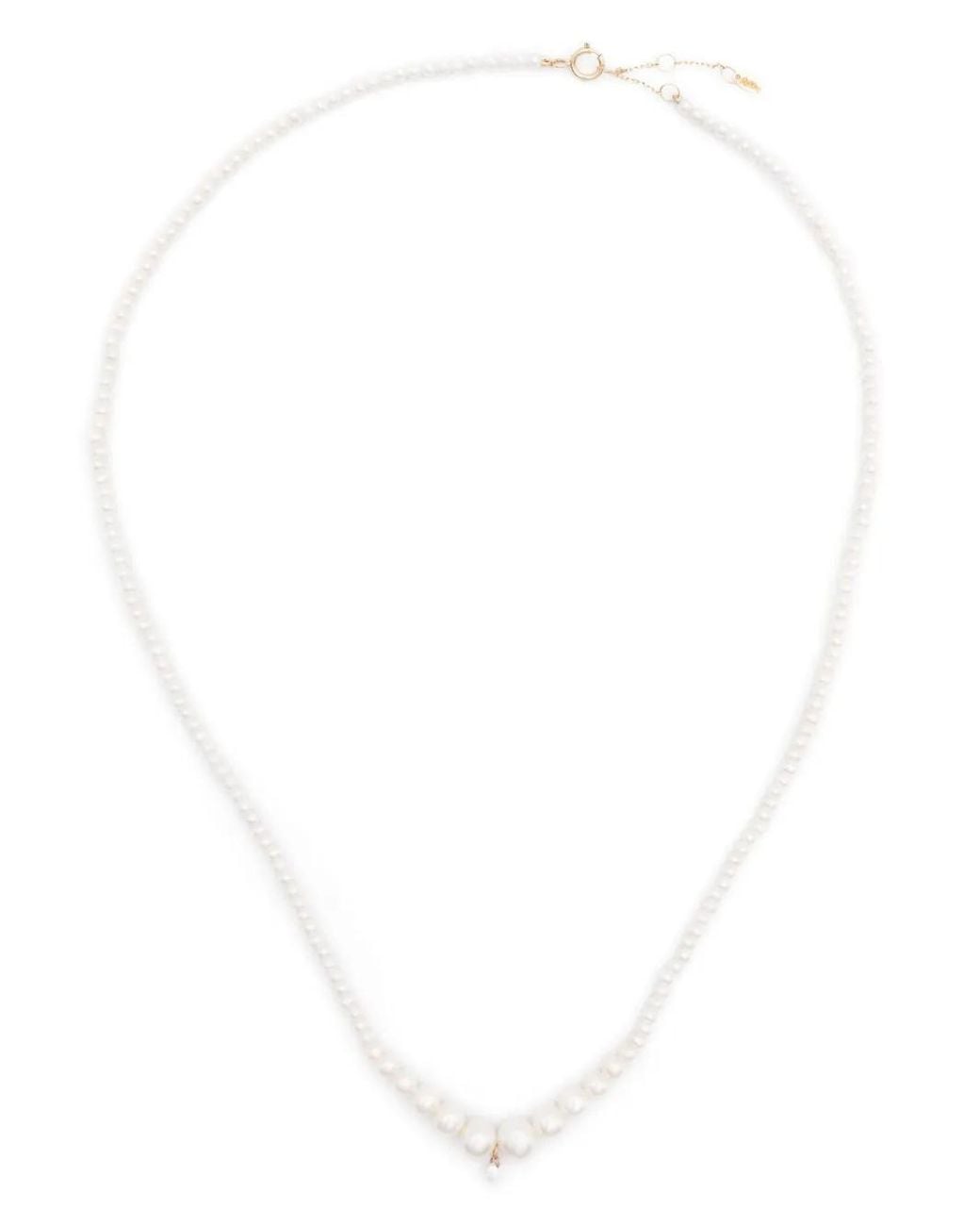 PERSÉE White Aphrodite Gradient Full Pearl One Diamond Necklace