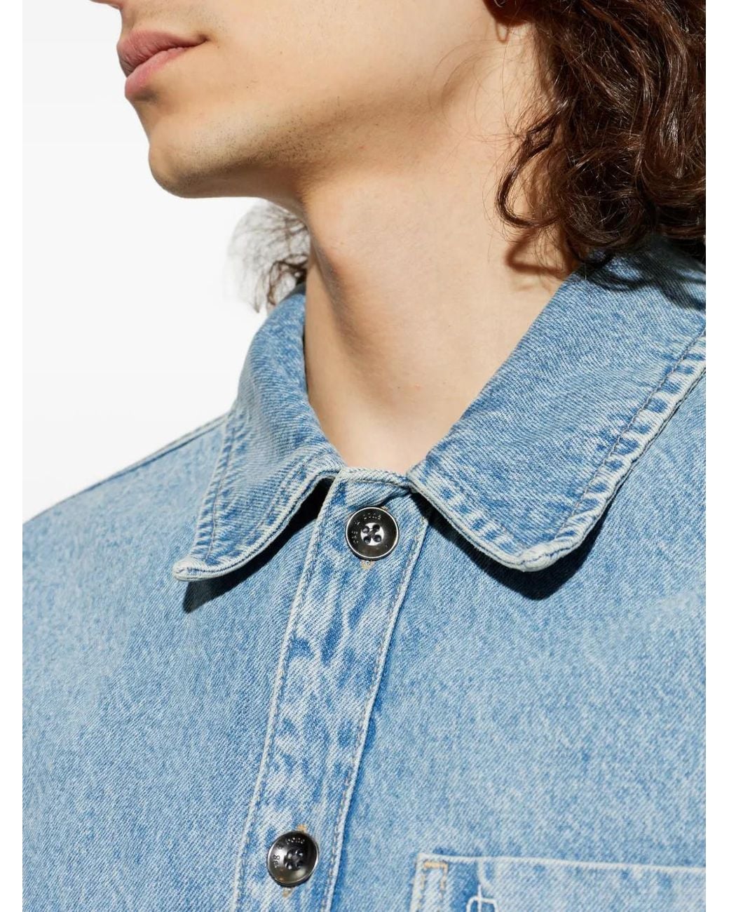 Rag & Bone Blue Button-Up Denim Jacket for men