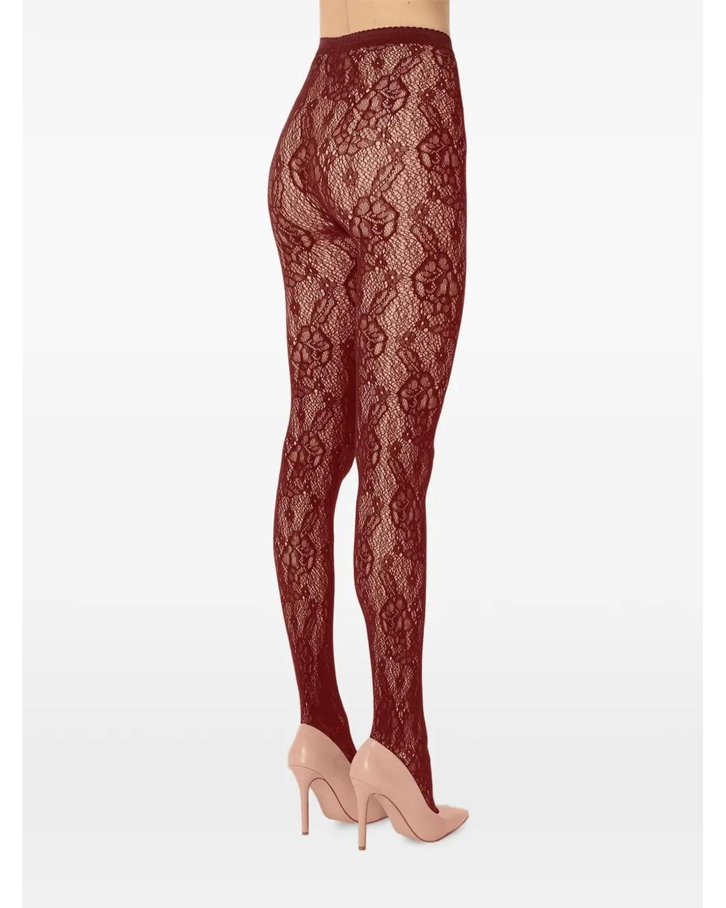 Wolford Red Infinite Rose Net Tights