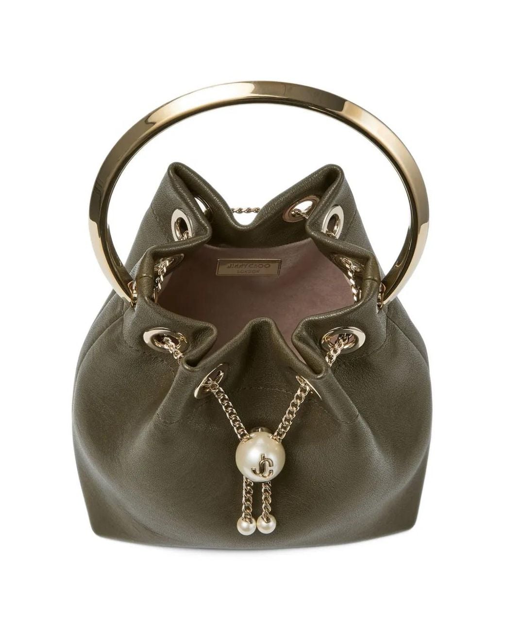 Jimmy Choo Green Bon Bon Biker Leather Bucket Bag