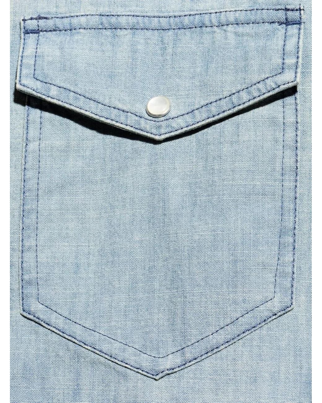 Isabel Marant Blue Double-Pocket Cotton Shirt for men