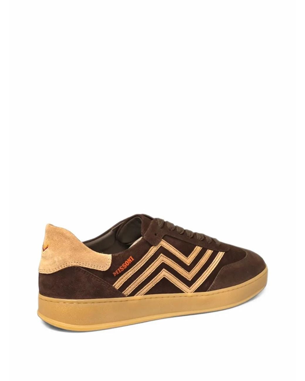 Missoni Brown Zigzag-Appliqué Suede Sneakers for men