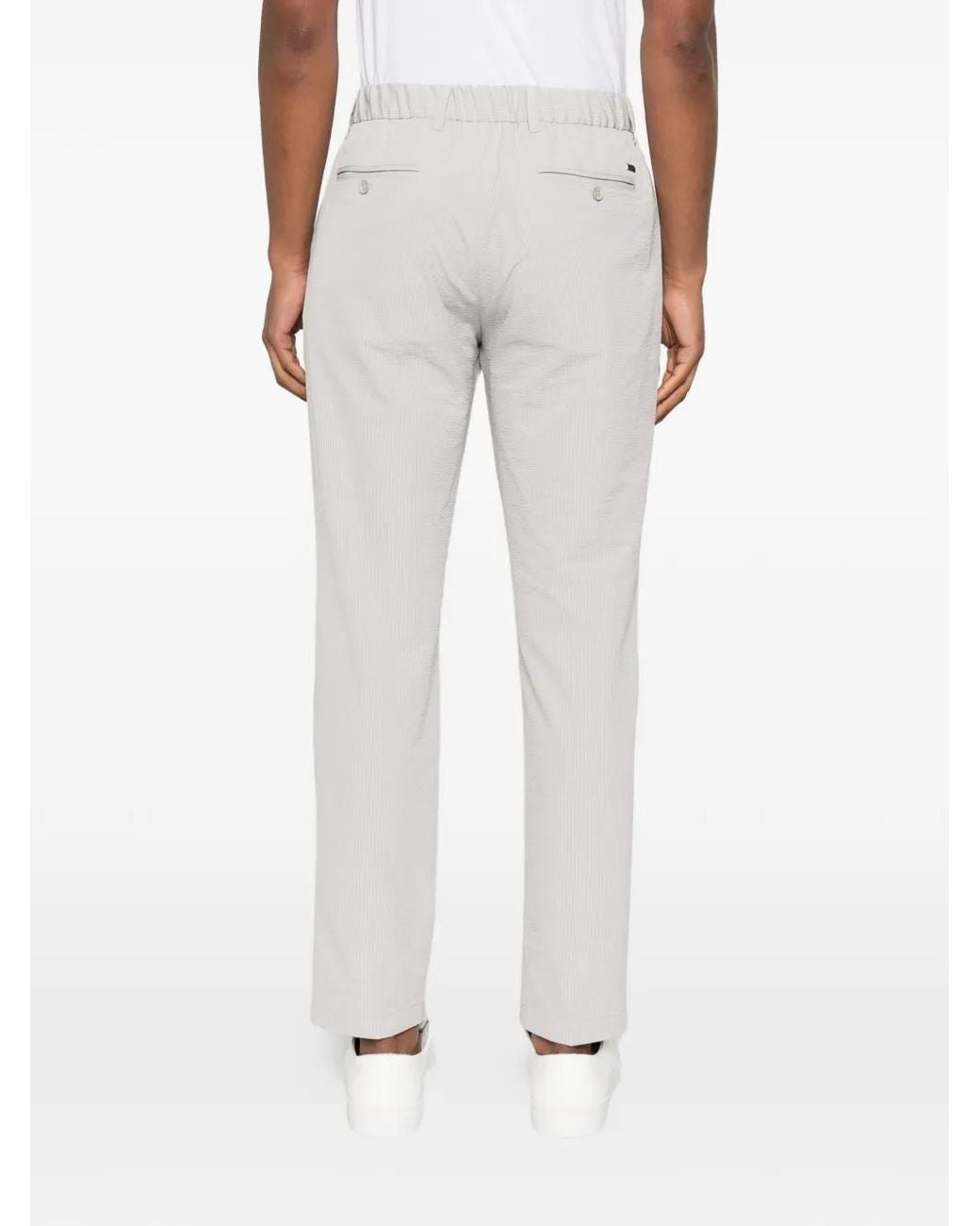 Herno White Pearl Polyester Pants for men