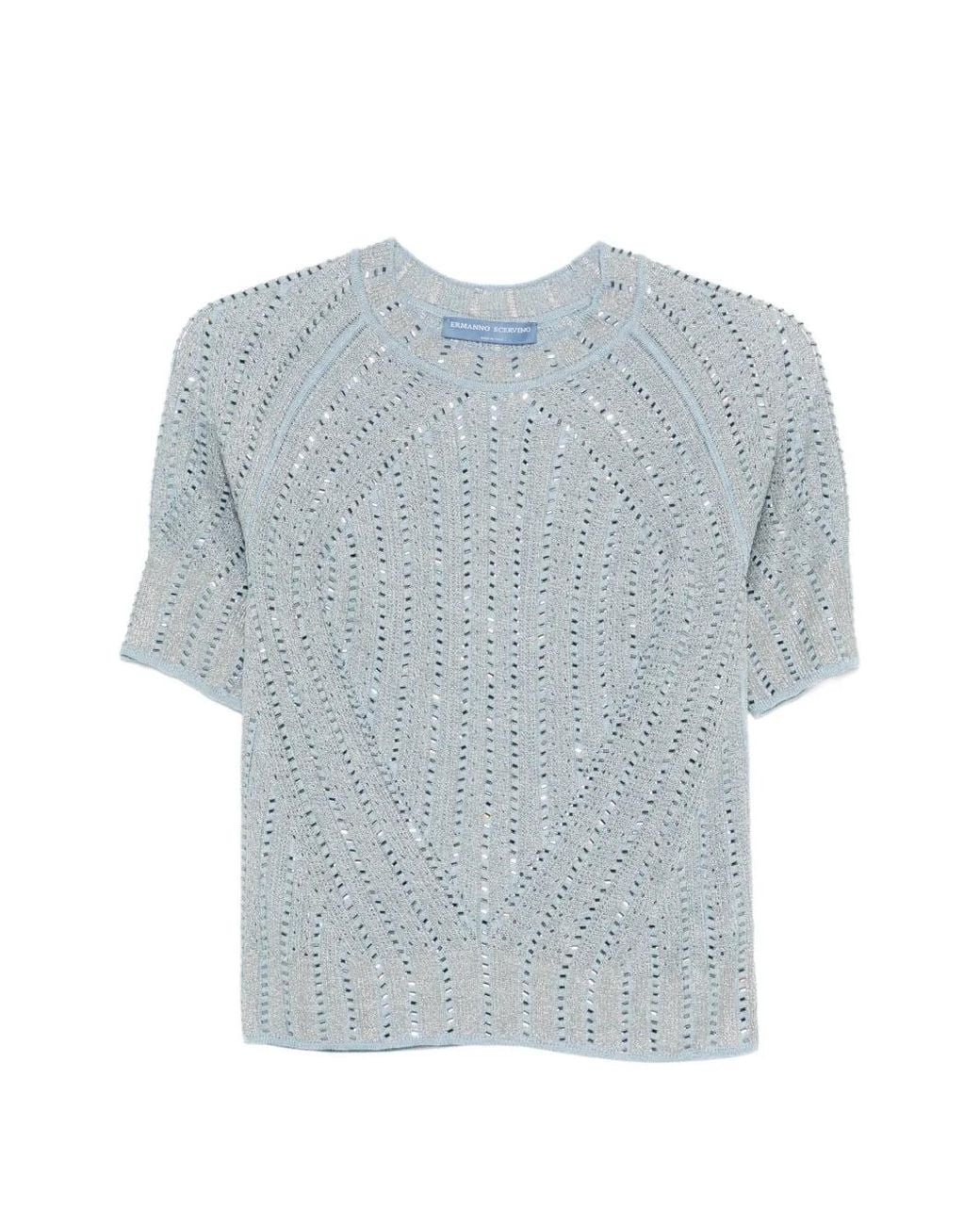 Ermanno Scervino Blue Openwork T-Shirt