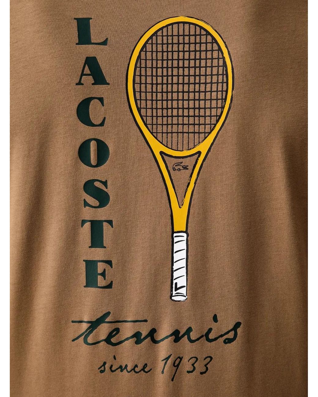 Lacoste Brown Logo-Embroidered Graphic-Print T-Shirt for men