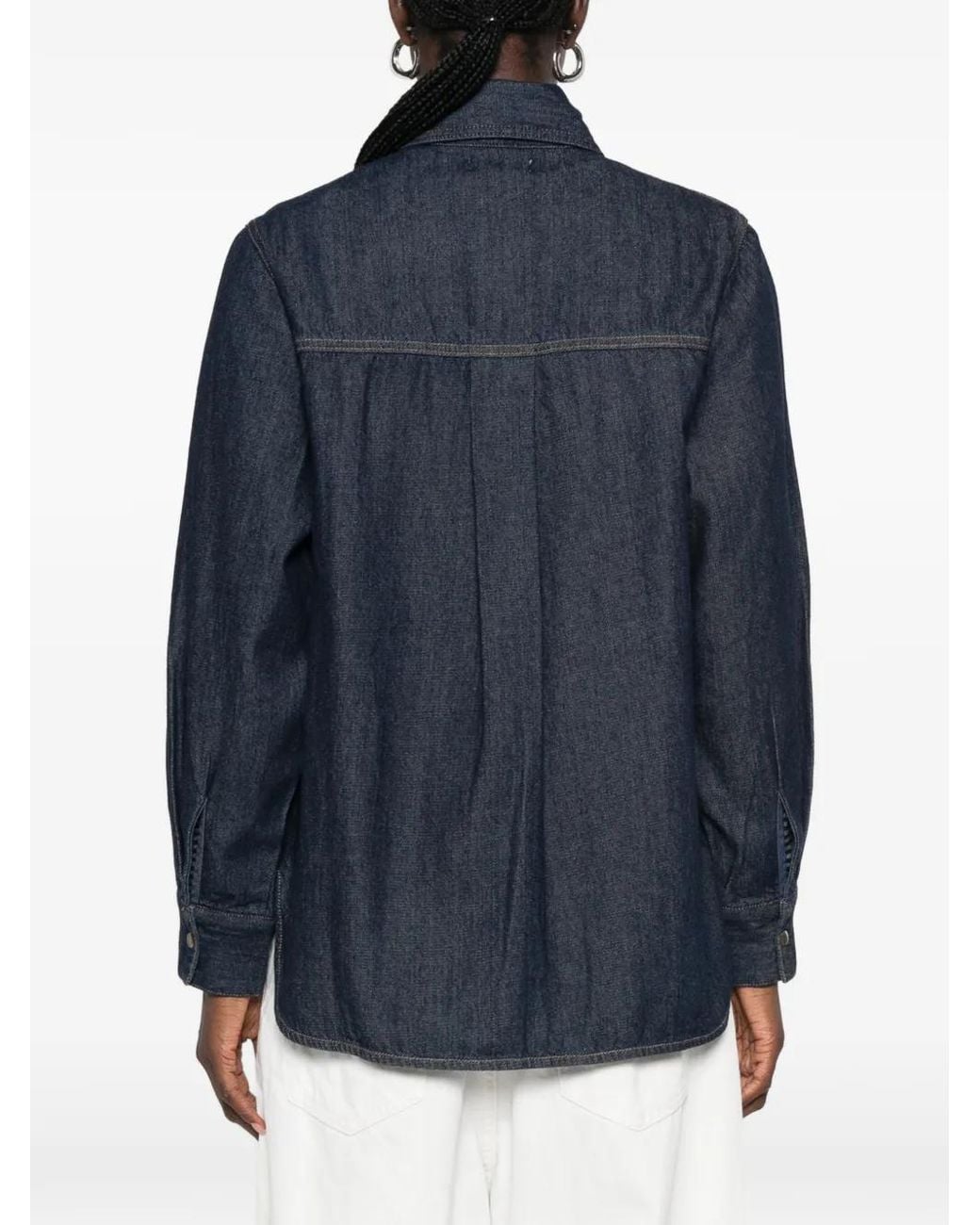 Yerse Blue Button-Down Denim Shirt