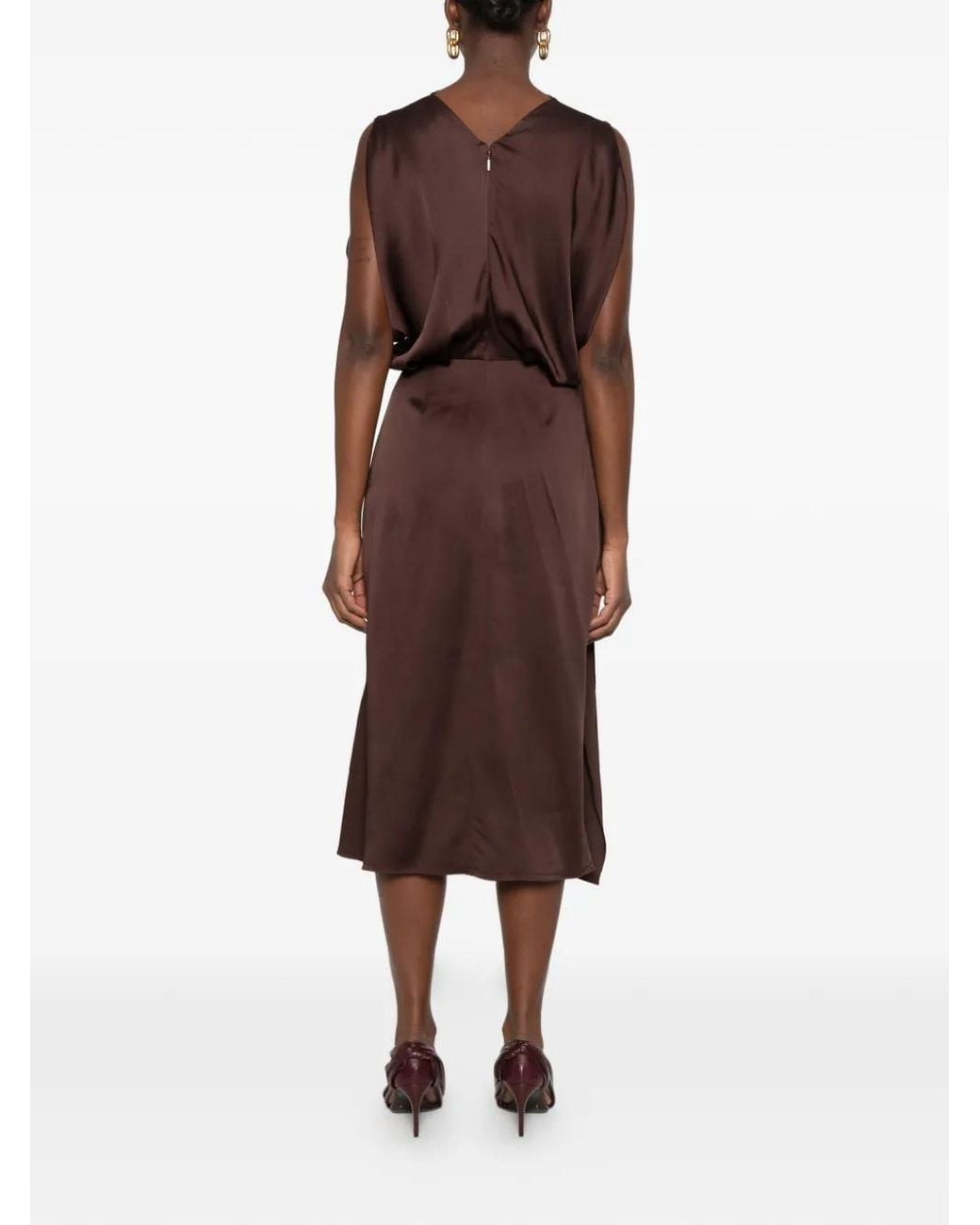 Lanvin Brown Draped Sleeveless Dress